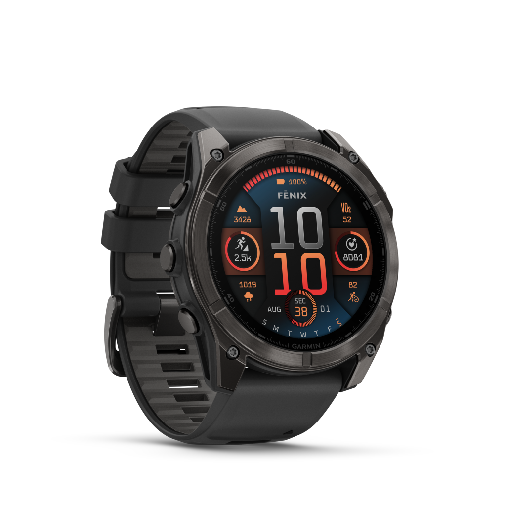 Garmin fēnix® 8 - 51 mm, AMOLED Sapphire, Carbon grey DLC met zwarte/pebble grey siliconen band